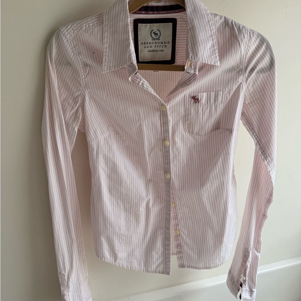 Abercrombie & Fitch Pink Striped Button Down Shirt